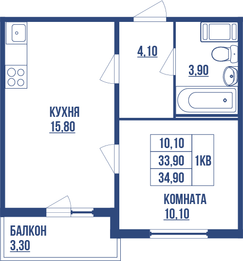 Продажа 1-комнатной новостройки, Санкт-Петербург, набережная Октябрьская,  6к1