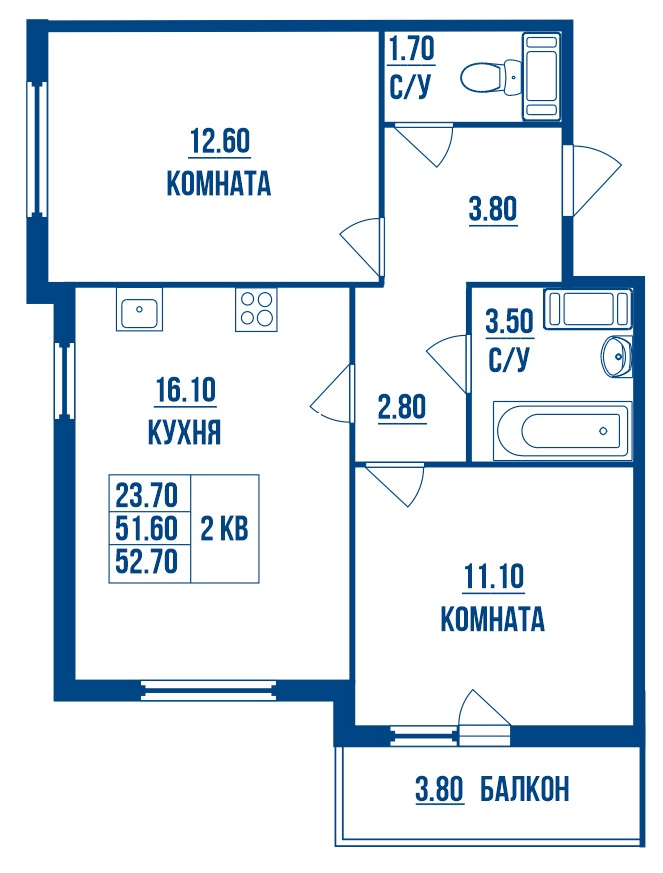 Продажа 2-комнатной новостройки, Санкт-Петербург, Дыбенко Улица,  6к1