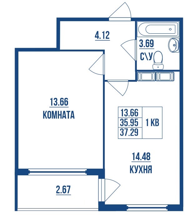 Продажа 1-комнатной новостройки, Санкт-Петербург, Земледельческая Улица,  3