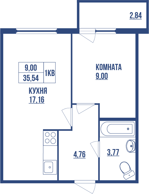 Продажа 1-комнатной квартиры, Санкт-Петербург, Комендантский Проспект,  58