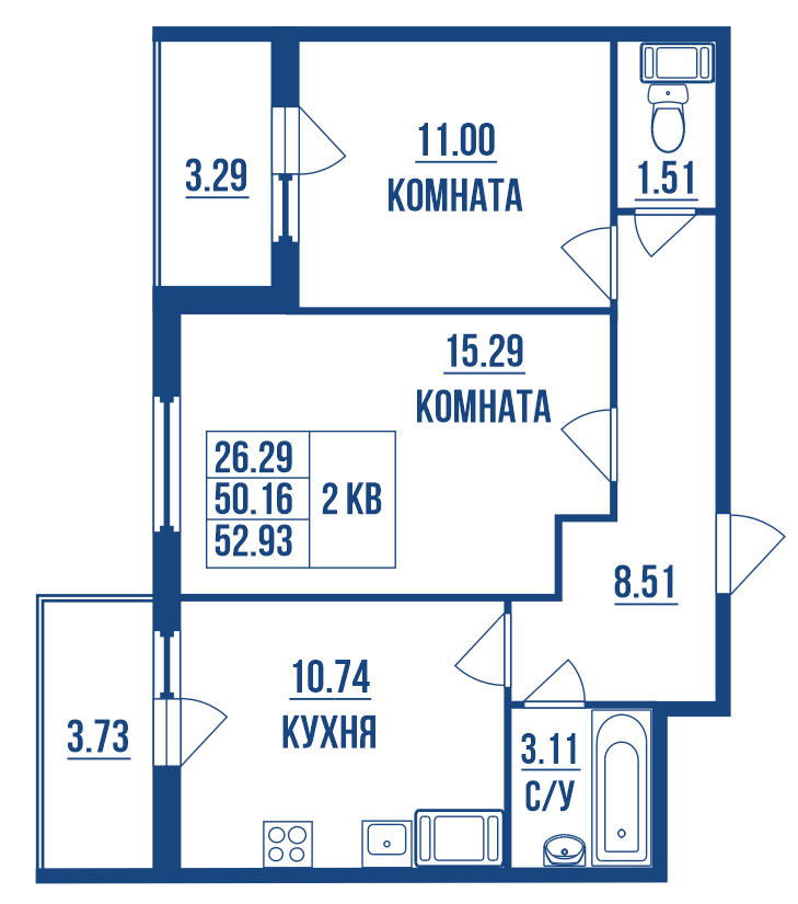 Продажа 2-комнатной квартиры, Санкт-Петербург, Комендантский Проспект,  64