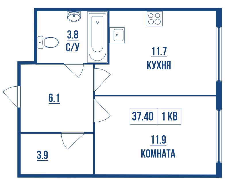 Продажа 1-комнатной новостройки, Санкт-Петербург, Орлово-Денисовский проспект Проспект,  19