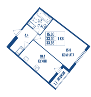 Продажа 1-комнатной квартиры, Санкт-Петербург, Комендантский Проспект,  60