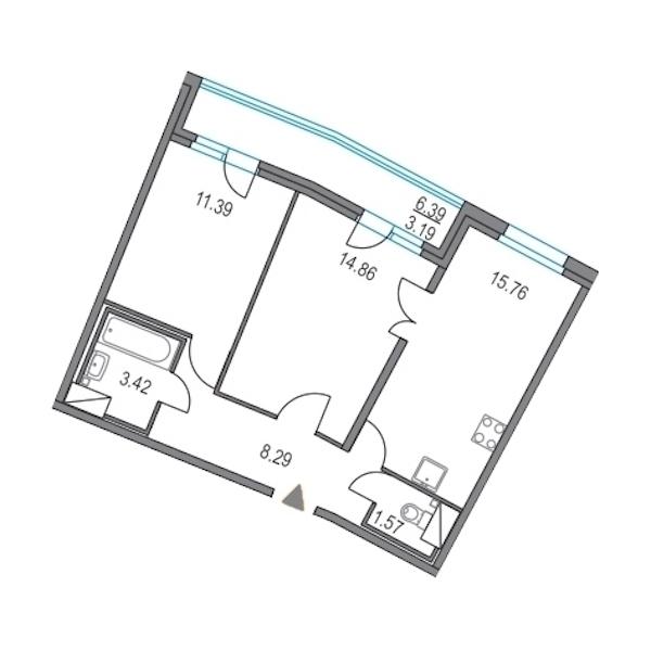 Продажа 2-комнатной новостройки, Санкт-Петербург, Богатырский Проспект,  1