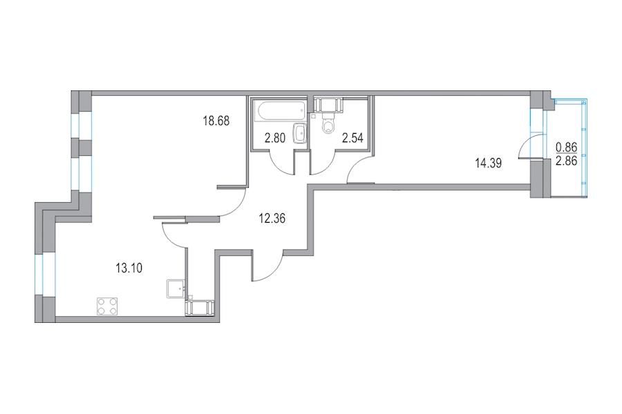 Продажа 2-комнатной новостройки, Санкт-Петербург, Коломяжский Проспект,  15